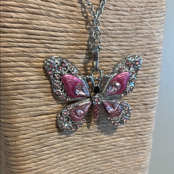 Paparazzi Pink and Silver Butterfly Charm Necklace - Picture 4 of 12
